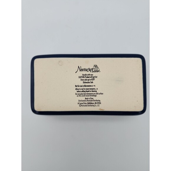 Nantucket Ceramic Mini Loaf Pan Santa Claus Winter Scene Navy Blue NEW 6" x 3" - Picture 5 of 12